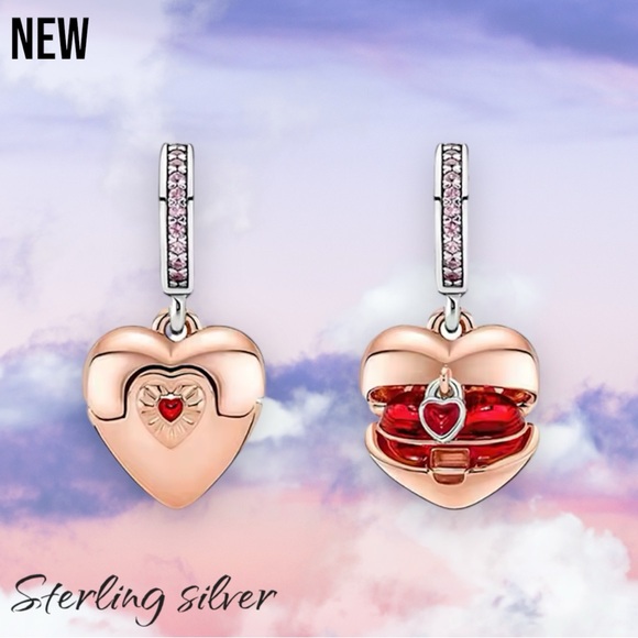 Reveal Your Love Heart Locket Pendant .925 Sterling Silver Gold Pendant Charm - Picture 2 of 7